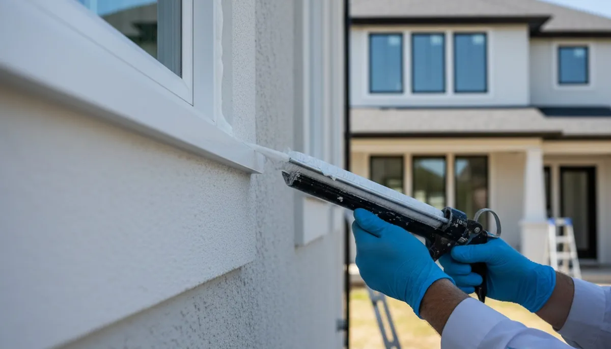Professional caulking and sealing on Loveland CO home exterior for weatherproof protection