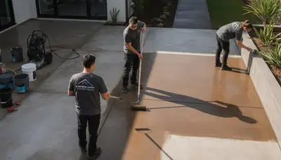 Professional concrete staining on residential patio in Loveland, CO for durable decorative finish