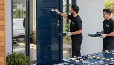 Professional door painting at a Loveland CO home by expert exterior house painters