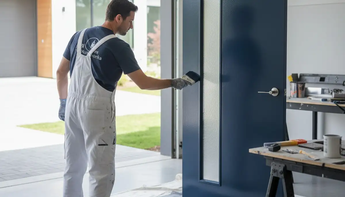 Professional door painting service in Loveland, CO enhancing home curb appeal and weather protection