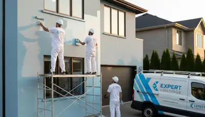 Professional exterior house painters in Loveland CO finishing home siding with durable weatherproof paint