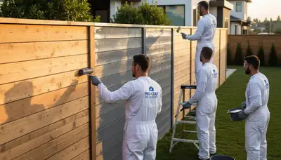 Professional fence painters applying durable finish in Loveland, CO for weather-resistant wood protection