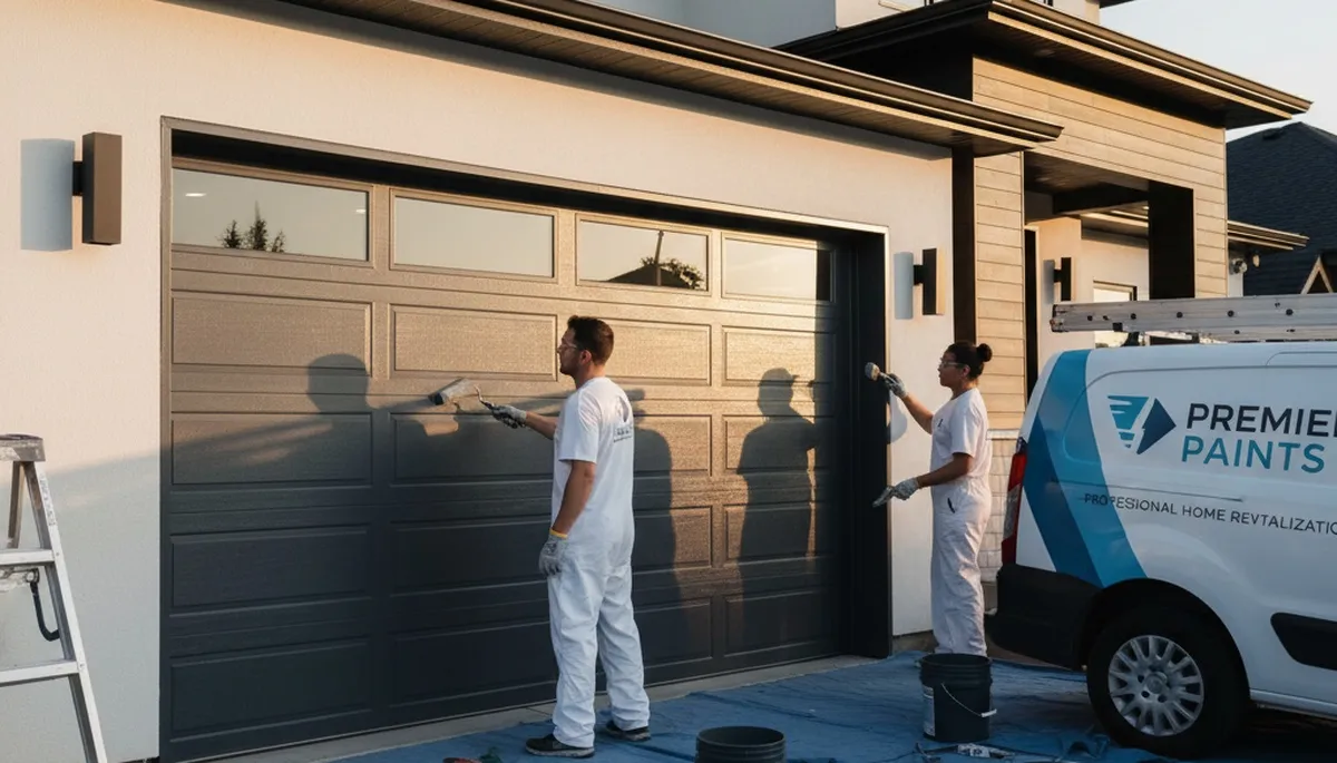 Professional garage door painting in Loveland CO enhancing curb appeal with durable exterior finish
