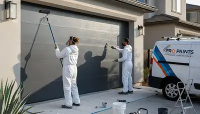 Professional garage door painting at a Loveland CO home boosting curb appeal with durable finishes