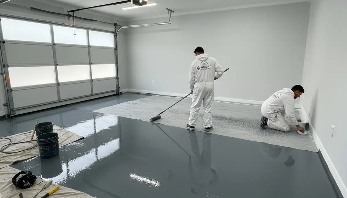 Epoxy garage floor coating in Loveland CO by professional painters for durable, glossy finish