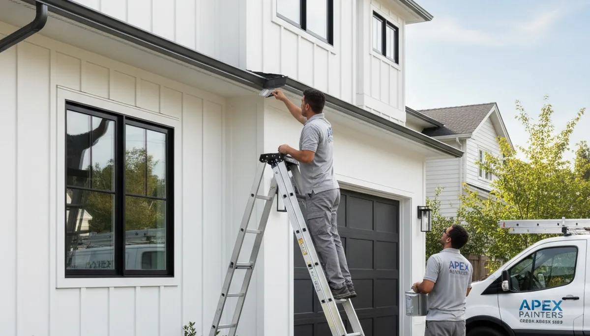 Professional gutter painting on a Loveland CO home by expert exterior house painters