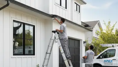 Professional gutter painting on a Loveland CO home by expert exterior house painters