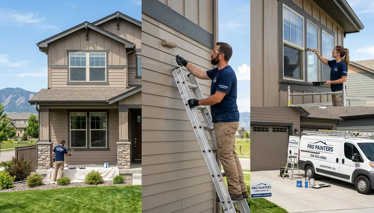Professional house painters finishing exterior home in Loveland, CO