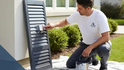 Professional shutter painting on Loveland CO home exterior by expert house painters