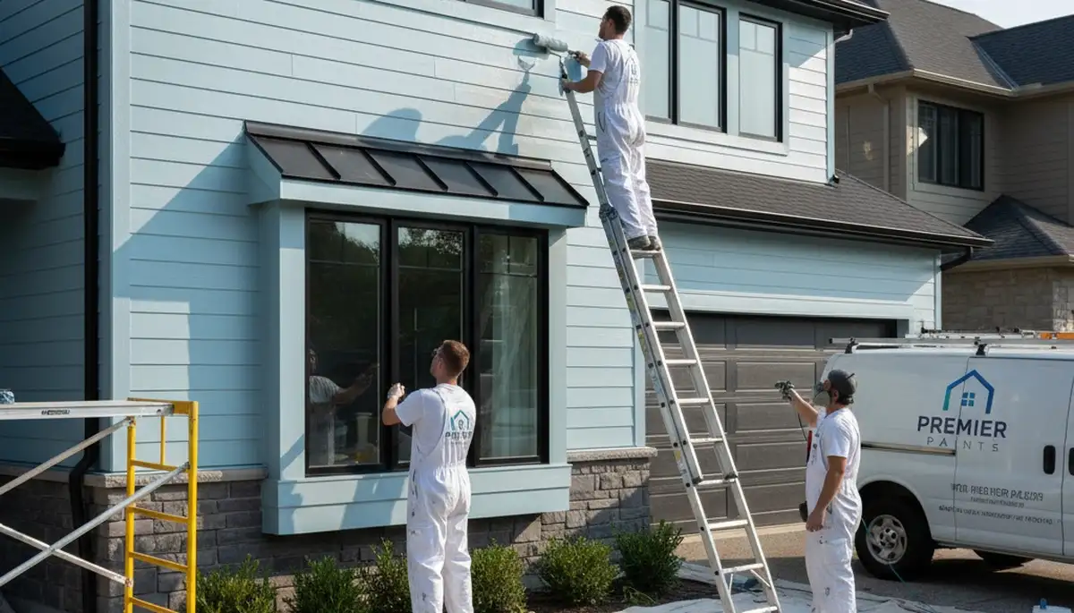 Professional siding painting on a Loveland CO home by expert exterior house painters